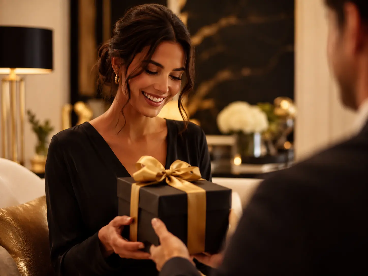 Recipient receiving a premium branded gift